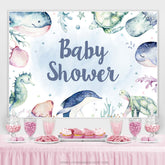 Lofaris Light Blue Sea World Animals Backdrop For Baby Shower